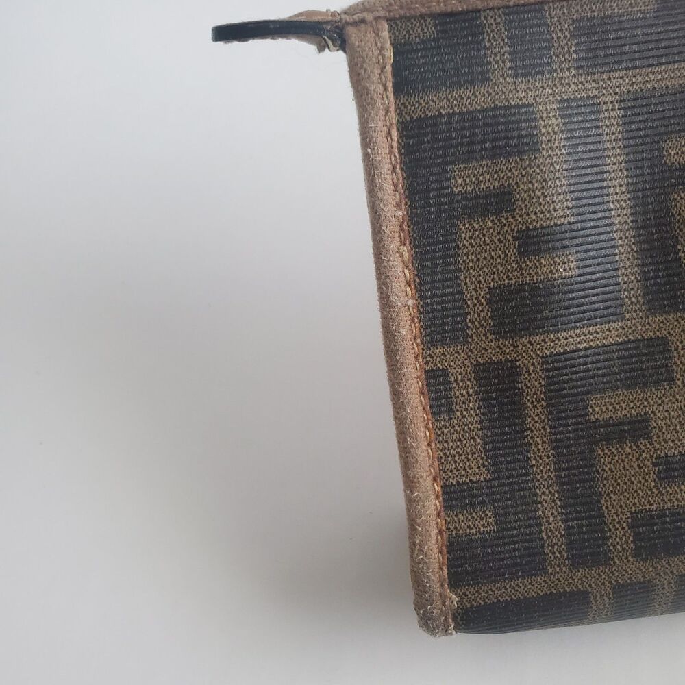 Vintage Fendi Zucca Clutch FF Monogram Brown Pouch Bag Logo Classic 1980's - Picture 7 of 16